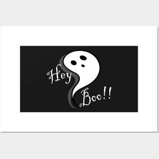 Funny Halloween Gifts, Cute Graphic Design Ghost & Quote: HEY BOO!! Trick or Treat Fun Gifts Posters and Art